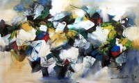 Mashkoor Raza, 30 x 48 Inch, Oil on Canvas, Abstract Painting, AC-MR-473